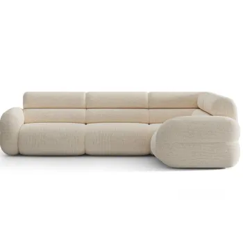 Coltar stanga 5 locuri, Neo, Micadoni Home, 295x210x83 cm, tesatura Chenille Silencio, bej deschis imagine