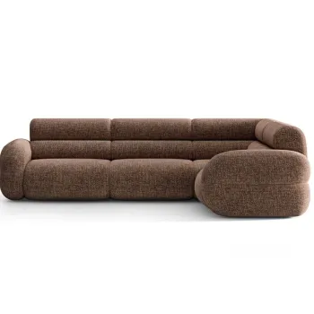 Coltar stanga 5 locuri, Neo, Micadoni Home, 295x210x83 cm, tesatura Chenille Silencio, maro imagine