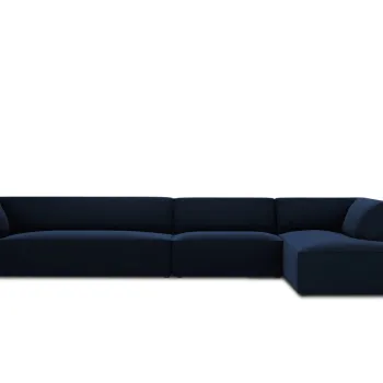 Coltar stanga 5 locuri, Ruby, Micadoni Home, BL, 366x180x69 cm, catifea, albastru regal imagine