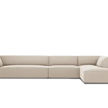 Coltar stanga 5 locuri, Ruby, Micadoni Home, BL, 366x180x69 cm, catifea, bej imagine