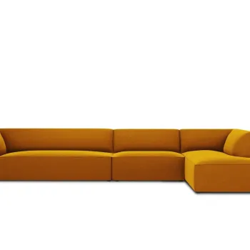 Coltar stanga 5 locuri, Ruby, Micadoni Home, BL, 366x180x69 cm, catifea, galben imagine