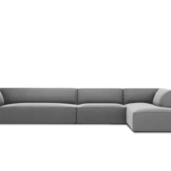 Coltar stanga 5 locuri, Ruby, Micadoni Home, BL, 366x180x69 cm, catifea, gri imagine