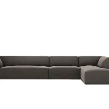 Coltar stanga 5 locuri, Ruby, Micadoni Home, BL, 366x180x69 cm, catifea, gri inchis imagine