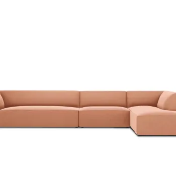 Coltar stanga 5 locuri, Ruby, Micadoni Home, BL, 366x180x69 cm, catifea, roz imagine