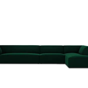 Coltar stanga 5 locuri, Ruby, Micadoni Home, BL, 366x180x69 cm, catifea, verde bottle imagine