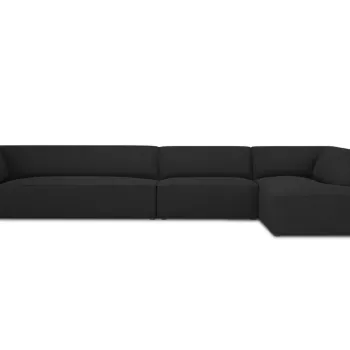 Coltar stanga 5 locuri, Ruby, Micadoni Home, BL, 366x180x69 cm, poliester, negru imagine