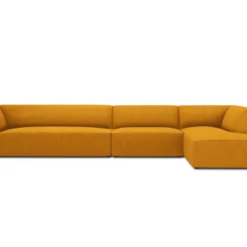 Coltar stanga 5 locuri, Ruby, Micadoni Home, BL, 366x180x69 cm, velur, galben imagine