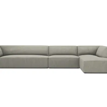 Coltar stanga 5 locuri, Ruby, Micadoni Home, BL, 366x180x69 cm, velur, gri deschis imagine