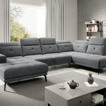 Coltar stanga 6 locuri ELTAP, LT-06SO, Bretan, 350x205x107 cm, lemn/poliester, gri inchis imagine