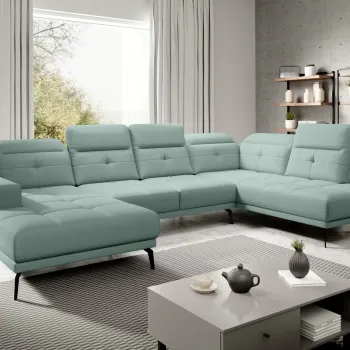 Coltar stanga 6 locuri ELTAP, LT-100PO, Bretan, 350x205x107 cm, lemn/poliester, turcoaz imagine