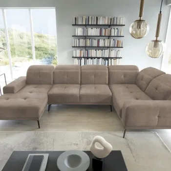 Coltar stanga 6 locuri ELTAP, LT-20LO, Neviro, 350x201x77 cm, lemn/poliester, maro deschis imagine