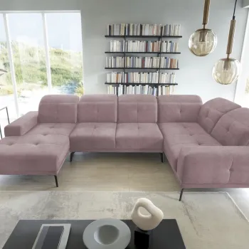 Coltar stanga 6 locuri ELTAP, LT-24LO, Neviro, 350x201x77 cm, lemn/poliester, roz deschis imagine