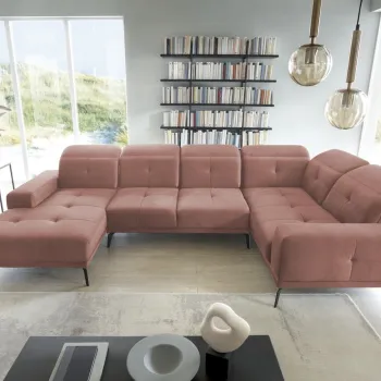 Coltar stanga 6 locuri ELTAP, LT-24NU, Neviro, 350x201x77 cm, lemn/poliester, roz imagine