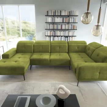 Coltar stanga 6 locuri ELTAP, LT-33LO, Neviro, 350x201x77 cm, lemn/poliester, verde olive imagine