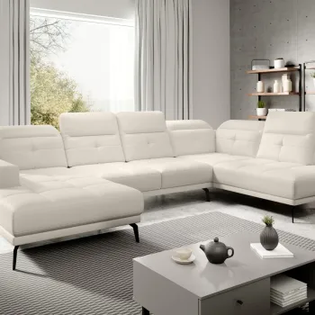 Coltar stanga 6 locuri ELTAP, LT-33SOF, Bretan, 350x205x107 cm, lemn/poliester, bej deschis imagine