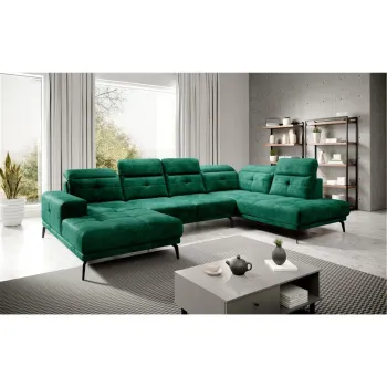 Coltar stanga 6 locuri ELTAP, LT-35NU, Bretan, 350x205x107 cm, lemn/poliester, verde inchis imagine
