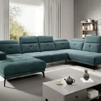 Coltar stanga 6 locuri ELTAP, LT-38LO, Bretan, 350x205x107 cm, lemn/poliester, verde imagine