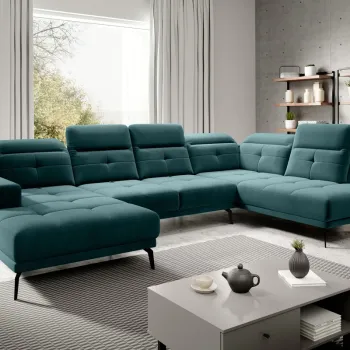 Coltar stanga 6 locuri ELTAP, LT-38VE, Bretan, 350x205x107 cm, lemn/poliester, verde imagine