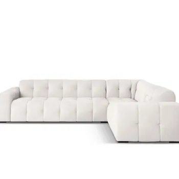 Coltar stanga 6 locuri, Kendal, Micadoni Home, BL, 332x231x79 cm, catifea, gri deschis imagine