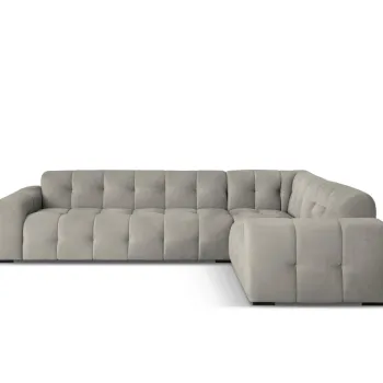 Coltar stanga 6 locuri, Kendal, Micadoni Home, BL, 332x231x79 cm, catifea, gri inchis imagine