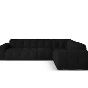 Coltar stanga 6 locuri, Kendal, Micadoni Home, BL, 332x231x79 cm, catifea, negru imagine