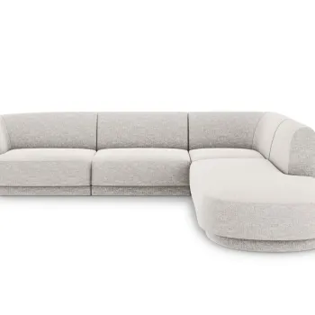 Coltar stanga 6 locuri, Miley, Micadoni Home, BL, forma rotunjita, 258x248x74 cm, poliester chenille, gri deschis imagine
