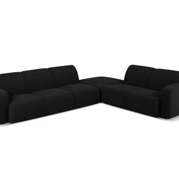 Coltar stanga 6 locuri, Molino-101, Micadoni Home, 315x250x72 cm, tesatura boucle, negru imagine