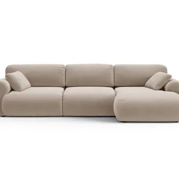 Coltar stanga 6 locuri, Ophelia, Micadoni Home, 297x164x84 cm, catifea, bej imagine