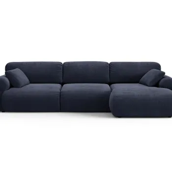 Coltar stanga 6 locuri, Ophelia, Micadoni Home, 297x164x84 cm, tesatura structurata, albastru navy imagine