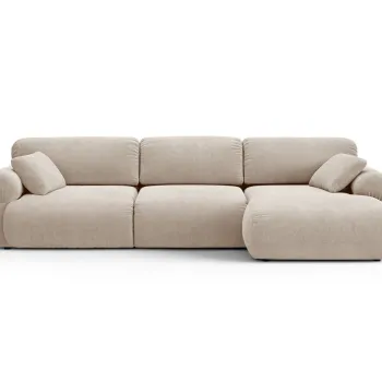 Coltar stanga 6 locuri, Ophelia, Micadoni Home, 297x164x84 cm, tesatura structurata, bej imagine