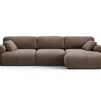 Coltar stanga 6 locuri, Ophelia, Micadoni Home, 297x164x84 cm, tesatura structurata, cappuccino imagine
