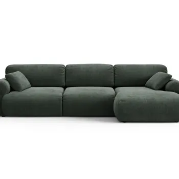 Coltar stanga 6 locuri, Ophelia, Micadoni Home, 297x164x84 cm, tesatura structurata, verde muschi imagine