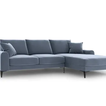 Coltar stanga, Madara, Mazzini Sofas, 5 locuri, 254x182x90 cm, catifea, albastru deschis imagine