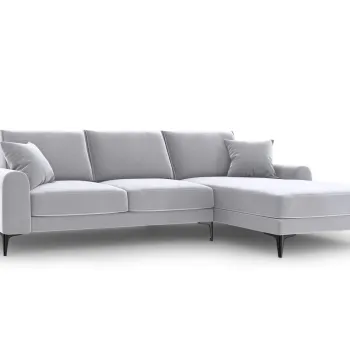 Coltar stanga, Madara, Mazzini Sofas, 5 locuri, 254x182x90 cm, catifea, argintiu imagine