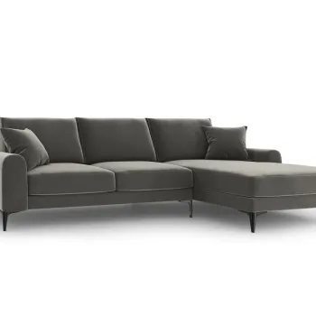 Coltar stanga, Madara, Mazzini Sofas, 5 locuri, 254x182x90 cm, catifea, gri deschis imagine