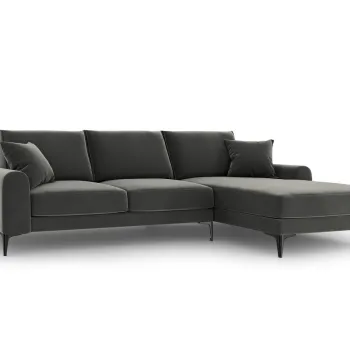Coltar stanga, Madara, Mazzini Sofas, 5 locuri, 254x182x90 cm, catifea, gri inchis imagine