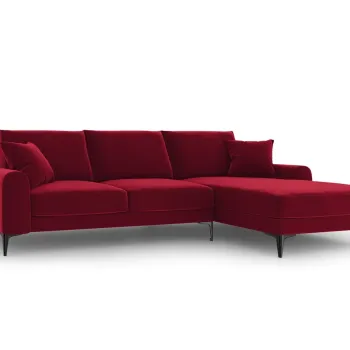 Coltar stanga, Madara, Mazzini Sofas, 5 locuri, 254x182x90 cm, catifea, rosu vin imagine
