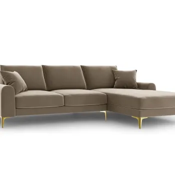 Coltar stanga, Madara, Mazzini Sofas, 5 locuri, gold legs, 254x182x90 cm, catifea, bej imagine
