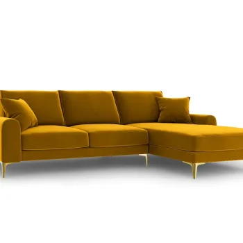 Coltar stanga, Madara, Mazzini Sofas, 5 locuri, gold legs, 254x182x90 cm, catifea, galben imagine