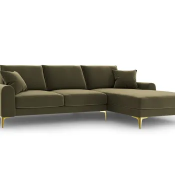 Coltar stanga, Madara, Mazzini Sofas, 5 locuri, gold legs, 254x182x90 cm, catifea, verde imagine