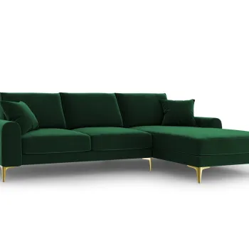 Coltar stanga, Madara, Mazzini Sofas, 5 locuri, gold legs, 254x182x90 cm, catifea, verde bottle imagine