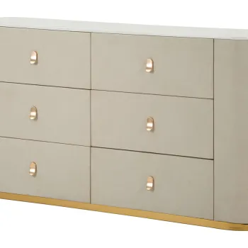 Comoda Beauty, Mauro Ferretti, 140x45x76 cm, lemn de pin/MDF/metal, crem/auriu imagine