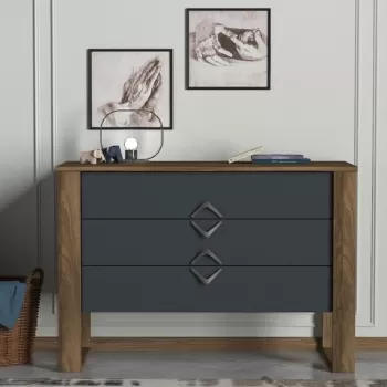 Comoda Bumerang, Tera Home, 110x44.8x76 cm, maro/antracit imagine