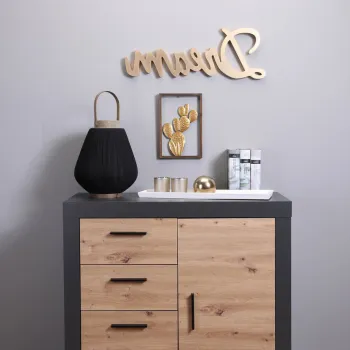 Comoda Corbeto 1T4S, Inter Link, 94x90x86 cm, lemn, antracit/natur imagine