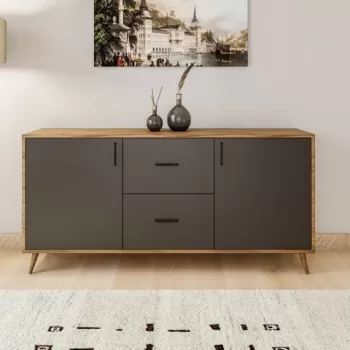 Comoda Cordoba, Kalune Design, 160x40x77 cm, antracit imagine
