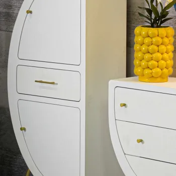 Comoda cu 2 usi Venus, Mauro Ferretti, 60x32x133 cm, MDF/fier, alb/auriu imagine