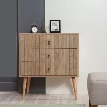 Comoda cu 3 sertare Trio 728, Vella, 80x40x90 cm, multicolor imagine