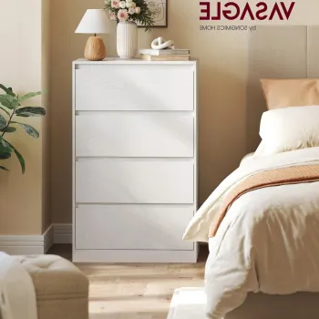 Comoda cu 4 sertare Kailyn, Songmics, 60x40x97.4 cm, PAL/MDF, alb imagine