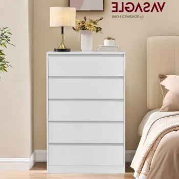 Comoda cu 5 sertare Kailyn, Songmics, 60x40x97.4 cm, PAL/MDF, alb imagine