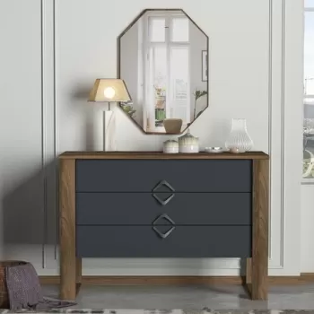 Comoda cu oglinda, Tera Home, Bumerang Aynali, pal melaminat, nuc/antracit imagine